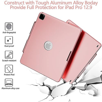 GGH Touch for iPad Keyboard Case Air 13 (M3 2025 / M2 2024) &12.9 iPad Pro (6th,5th,4th,3rd Gen),360° Rotatable Protective Cover Multi-Touch Trackpad Keyboard Case with Pencil Holder - Rose Gold - color: rose gold