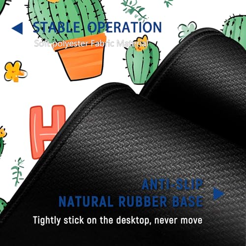 Large Mouse Pad + Keyboard Wrist Rest Set, Extended Gaming Mousepad (31.5X11.8 inch) with Non-Slip Rubber, Ergonomics Memory Foam Mouse Wrist Rest Support, Cute Cactus Pattern White XXL Desk Pad - color: Yu-Mouse Pad-3-B31