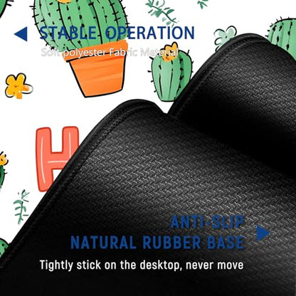 Large Mouse Pad + Keyboard Wrist Rest Set, Extended Gaming Mousepad (31.5X11.8 inch) with Non-Slip Rubber, Ergonomics Memory Foam Mouse Wrist Rest Support, Cute Cactus Pattern White XXL Desk Pad - color: Yu-Mouse Pad-3-B31