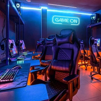Gaming Letter Neon Sign for Wall Decor, USB Powered Dimmable Ice Blue GAME ON Signs,LED Gamer Neon Sign for Wall Decor,Arcade Room, Game Room, Bedroom, Kids, Boyfriend,Gifts - style: GAME ON