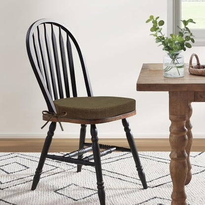 Shinnwa Dining Chair Cushions Set of 4, High-Resilience Foam Windsor Seat Pads, Kitchen Chair Cushions with Ties & Textured Cover, 4 Pack, 16.5 x 15.5 x 2, Dark Brown - color: Dark Brown, size: 4 Count (Pack of 1)
