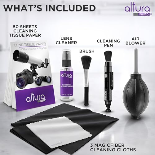 Altura Photo Camera Cleaning Kit - Lens Cleaner Spray, Brush & Blower | Includes Lens Cleaner Spray, Brush, Pen, Blower, Microfiber Cleaning Cloths, Tissue Wipes for Canon Nikon Sony - style: w/ 2 oz. Altura Photo Cleaning Solution
