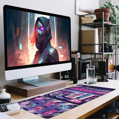 Japanese Comic Large Gaming Mouse Pad with Stitched Edges, Durable Non-Slip Natural Rubber Base, (31.5X15.7 Inch) Waterproof Laptop Pad Mat for Esports Pros/Gamer/Desktop/Office/Home - color: Comic
