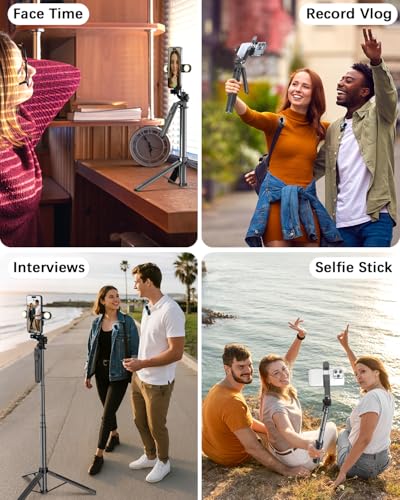 Yeaki Vlogging Kit for iPhone/Android, 71" Selfie Stick Tripod for iPhone with Light, Wireless Remote & Microphone, Adjustable Phone Tripod for TikTok/YouTube Starter Content Creator Essentials Kit - size: Tripod with Small Ring Light & Mic