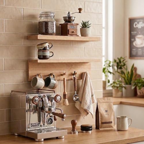 Floating Wall Shelves with Hooks, Rustic Wood Coat Rack & Storage Organizer for Entryway, Kitchen & Bedroom, Wall Mounted Display Shelf for Books, Plants & Photos