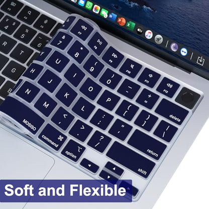 MOSISO Keyboard Cover Skin Compatible with MacBook Air 13.6 inch 2025 M4 A3240/Air 15 inch 2025 M4 A3241/Pro 14 inch 2025 M5 A3434, Navy Blue - color: Navy Blue