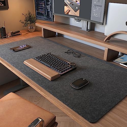 DAWNTREES Non-Slip Felt Desk Mat,36 x 16 Inches Large Desk Pad Protector,Office Computer Desk Mat for Full Keyboard and Mouse Pad - color: Dark Grey, size: 36" X 16"