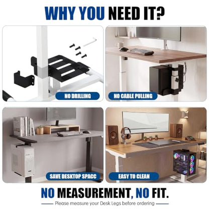 Relaxweex Under Desk PC Mount for Standing Desk Fits 65×45mm, 75×45mm, 80×50mm Leg PC Under Desks Mount 50lb Computer Holder Under Table Adjustable Computer Holders Clamp on Leg Holder & Non Slip Pad - size: 65×45mm,75×45mm,80×50mm