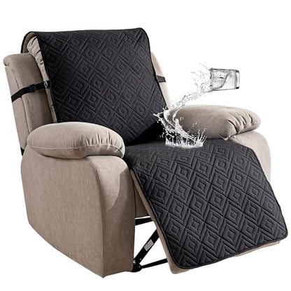Genina Waterproof Oversized Recliner Chair Covers - 100% Protection, Non-Slip, Washable Recliner Slipcover for Larger Recliners, Kids & Pets Friendly【28'' /Black】 - color: Black, size: 28 in （Oversized 1 Seater）