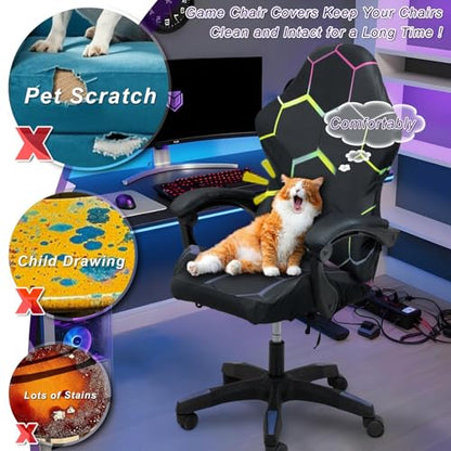 Gaming Chair Covers, 3D Printing One-piece Universal Fit Gaming Chair Seat Cover with Armrest Sloipcover(Color:Style 6) - color: Style 6