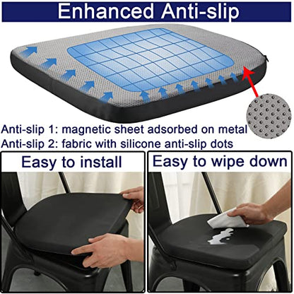 BUYUE 14" Metal Chair Cushions with Magnetic Set of 4, Luxury PU Leather Waterproof Anti-Slip Seat Pads for Kitchen Cafe Dining Bistro Stackable Chairs (U-Shape, Black, 4) - color: Black, style: U-shape-4 Pcs