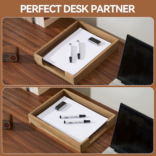 KIRIGEN Wood Letter Tray, Single-Tier Front-Load Desktop Paper Organizer, Brown Wooden Document Tray for Letter and A4 Paper, File Folder, Mail, Home Office Desk, 13.77 x 10.62 x 2.16 Inch, TP-DBR - color: Dark Brown