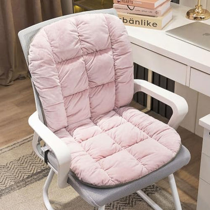 Desk Chair Cushion Non-Slip Rocking Seat Cushion Office Chair Pad Dorm Seat Cushion with High Back Support Soft Seat Pad with Ties for Office Car Home Dining Room Kitchen - color: Pink