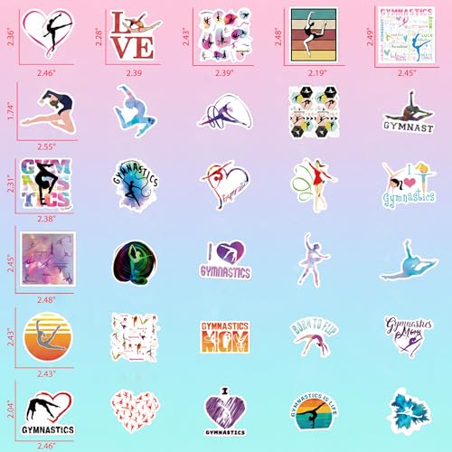 DETICKERS Gymnastics Stickers for Girls Teen Gymnasts 55 PCS Waterproof Vinyl Sports Stickers Gifts - style: Gymnastics