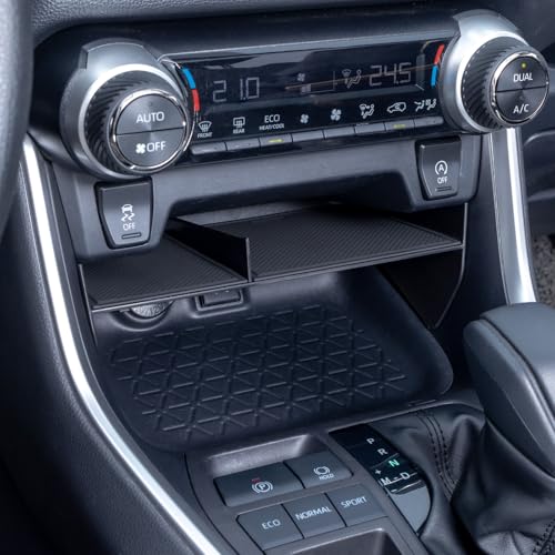 Console Organizer for Phones with Cases Compatible with 2019-2025 Toyota RAV4 & RAV 4 Prime Accessories, Center Console Tray Divider Without Upper Partition Enough Space for Storage Items ABS Material