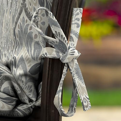Arden Outdoor Midback Chair Cushion, 18 x 16.5, Rain-Proof, Fade Resistant Neutral Aurora Damask - color: Neutral Aurora Damask