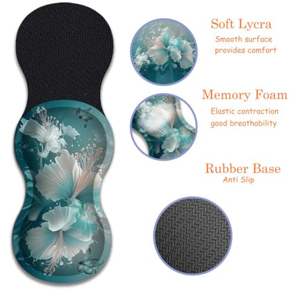 Large Gaming Mouse Pad + Wrist Rest+ Coaster Combo, 31.5 "x 11.8" Durable Non-Slip Extension Table Mat, Suitable for Office and Home, Blue Art Butterflies - color: Blue Art Butterflies