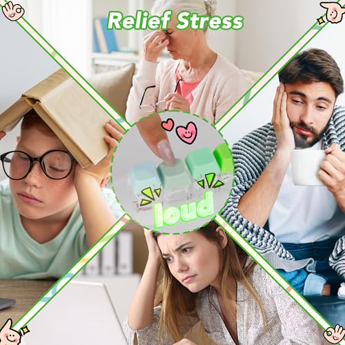 2 PCS 4-in-1 Keyboard Fidget Toy Keychain, Finger Clicky Button Toy Stress Relief Keychain with Swappable Keycaps, Mini Mechanical Key Fidget for Office Desk Focus Gifts (Mix Green) - color: Mix Green