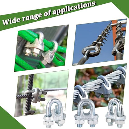 30PCS 5/16" M8 Zinc-Plated Wire Rope Clamps – Heavy Duty U-Bolt Cable Clips (Silver) - size: M8-30PCS