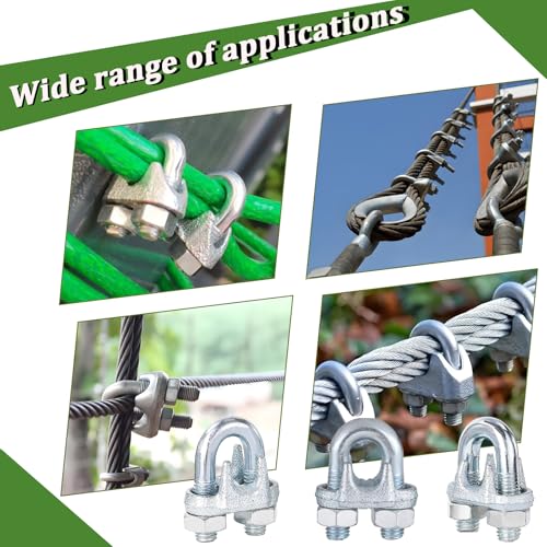 30 PCS 1/8 Inch Wire Rope Clamps, M3 Heavy Duty Galvanized Wire Cable Clamps for Tent Ropes, Boat, Clotheslines, U-Bolt Saddle Fasteners for Secure Connections - size: M3-30PCS
