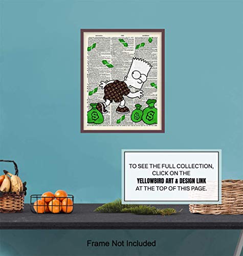 Graffiti Wall Art of Louis Vuitton - Bart Simpson Poster - Banksy Wall Artwork Set - LV Decor - Money Decorations Decor - Urban Decoration - Funny Street Art Mural for Alec Fans
