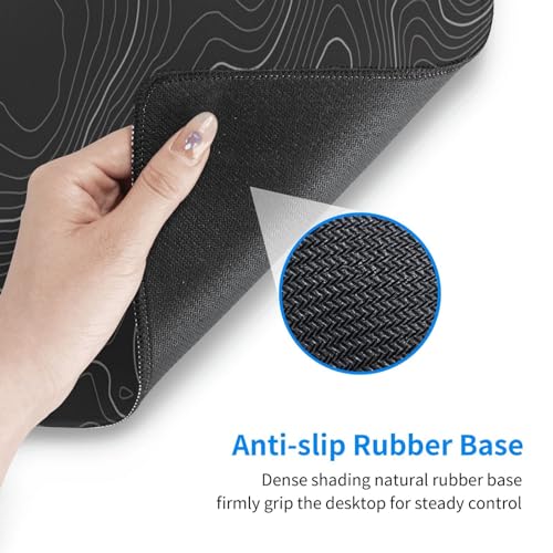 Topographic Contour Extended Big Mouse Pad Large,Gaming Mouse Pad Desk Pad,31.5×11.8 Inch Long Computer Keyboard Mouse Mat Mousepad with 3mm Non-Slip Base and Stitched Edge for Gaming and Office - color: Topographic Contour