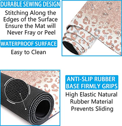 Lateefah Desk Mat, Mouse Pad with Wrist Rest, 4-in-1 Large Mouse Pads for Desk, Ergonomic Mouse Pad and Keyboard Wrist Rest Gaming Keyboard Mat for Office, Home - color: 4pcs-rose Gold Leopard