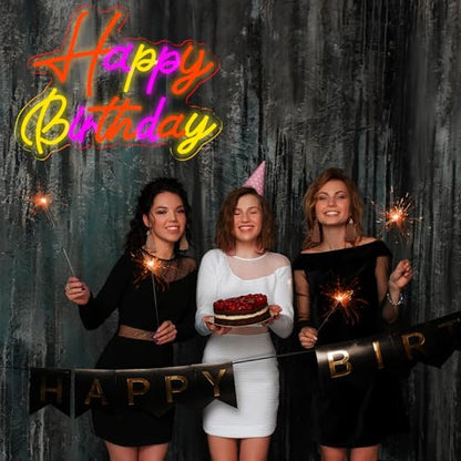 Happy Birthday Neon Signs for Wall Decor，Led Neon Light for Bedroom，Christmas Birthday Party decorations Gifts - style: Happy Birthday001