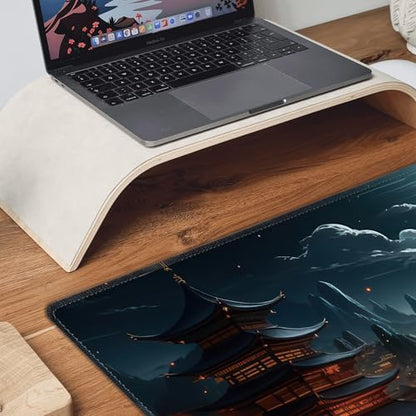Japanese Full Moon Large Mouse Pad,Gaming Keyboard Desk Pad,Extended Mouse Mat Non-Slip Rubber Base with Stitched Edges for Office Game Home XXL 35.4"x15.7" - color: Japanese Moon, size: 35.4L x 15.7W inches