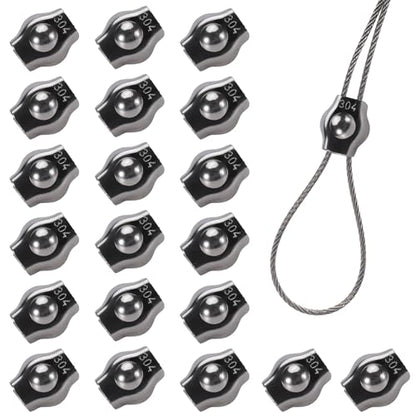 20PCS 1/8 Inches M3 304 Stainless Steel Wire Rope Cable Clip Clamp, Reusable Simplex Single Bolt Wire Rope Clips for 1/8Inch (1.5mm-3mm) Diameter Wire Cable/Wire Rope, Wire Clamp Tool for Outdoors - size: 20PCS-M3(1.5-3mm)