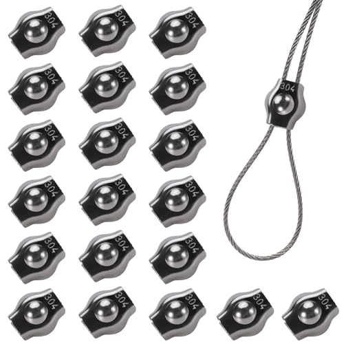 20PCS 1/8 Inches M3 304 Stainless Steel Wire Rope Cable Clip Clamp, Reusable Simplex Single Bolt Wire Rope Clips for 1/8Inch (1.5mm-3mm) Diameter Wire Cable/Wire Rope, Wire Clamp Tool for Outdoors - size: 20PCS-M3(1.5-3mm)