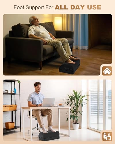 Beleduc Heated Foot Rest Under Desk at Work, Ergonomic Under Desk Foot Stool with Vibration Massage, Memory Foam Footrest, 3 Adjustable Height, Non-Slip