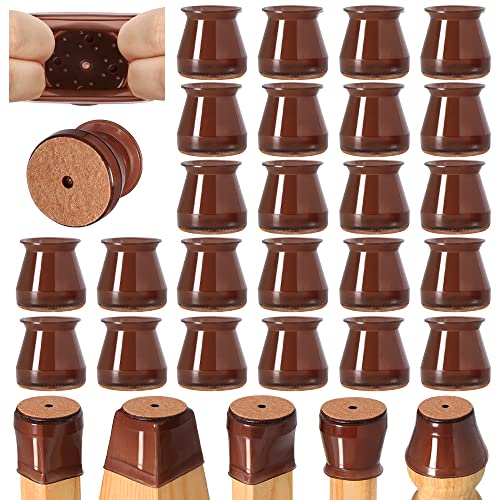 24 Pcs Chair Leg Floor Protectors for Hardwood Floors Silicone Covers to Protect Wood Tile Floors Felt Bottom Furniture Leg Caps Anti-Scratch Reduce Noise (Fit:0.9"-1.29") - color: Brown-24pcs, size: Universal S