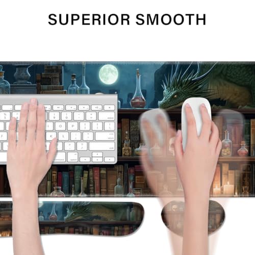 Desk Pad and Keyboard Wrist Rest, Large Mouse Pad + Keyboard Pad+Mouse Wrist Support, Non-Slip Desk Mat Protector for Office, Home 31.5×11.8 Inches Gothic Skull - color: Gothic Skull