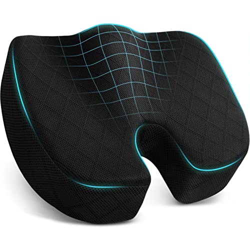 TushGuard Seat Cushion - Cushion for Office Chair, Car Seat, Airplane, Bleacher - Sciatica & Coccyx Pain Relief Desk Chair Cushion for Long Sitting Office Workers, Car Drivers(Black, XX-Large) - color: Black, size: XX-Large
