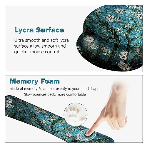ARTSO Desk Mat, Large Gaming Mouse Pad Wrist Support Set, Ergonomic Keyboard Wrist Rest Desk Pad with Coaster Combo, Extended Mousepad with Non-Slip for Home Office, Blue Van Gogh Painting - color: Blue Van Gogh Painting