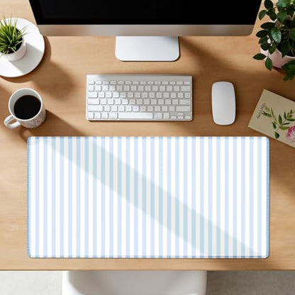 Blue Striped Desk Mat Cute Pastel XXL Large Gaming Mouse Pad Desk Pad Kawaii Aesthetic Home Office Decor Cozy Keyboard Laptop Computer Mat - color: A1- Blue