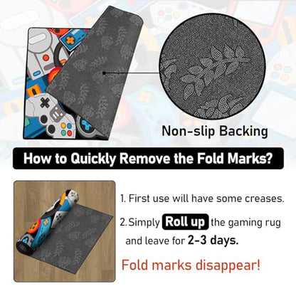 Game Area Rug Teen Boys Carpet, 3D Gaming Rugs Gamepad Controller Mat for Boys Girls Bedroom Playroom, Non-Slip Gamer Rugs Children Gaming Area Rugs (79" x 59", Blue) - color: Blue, size: 4'11" x 6'7" (Rectangular)