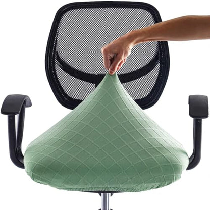 Stretch Jacquard Office Chair Cover, Removable Washable Desk Chair Cover, Anti-dust Seat Cushion Protectors - Green - color: Green, size: Chair Seat Cover