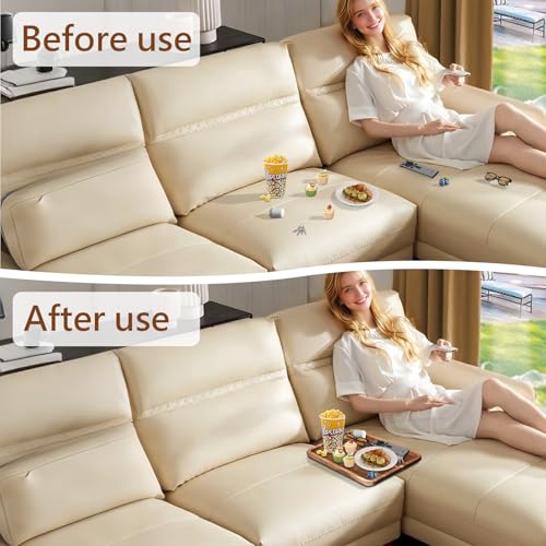 Sofa Tray, Solid Wood Tray Table Foldable, Couch Desk No Odor for Drinks Snacks Phone Remote Control (Square-Shaped) - size: Square