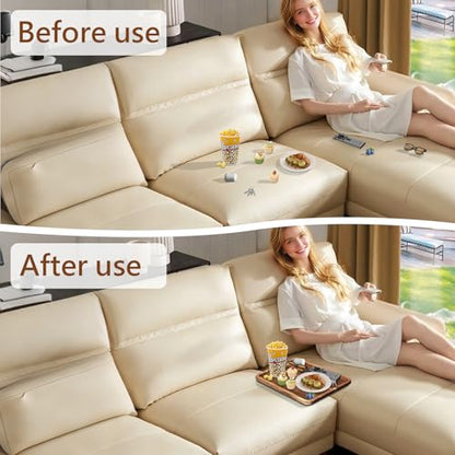 Sofa Tray, Solid Wood Tray Table Foldable, Couch Desk No Odor for Drinks Snacks Phone Remote Control (Square-Shaped) - size: Square