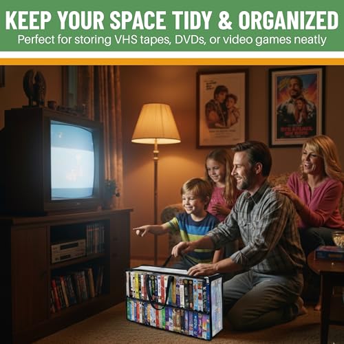 Evelots 4 Pack-VHS Movie Tape Storage Bag/Case, Clear PVC Plastic-Holds 200 Total, Strong Handles-No Dirt/Moisture/Dust - size: 4-Pack (Holds 200), style: Vhs Storage Bag