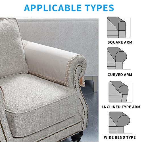 MINJIATEX Couch arm Covers, Non-Slip (2 pcs), Washable, for Living Room Recliner Chair, Protectors for Leather Sofa armrest slipcover, JYS-Beige - color: Jys-beige
