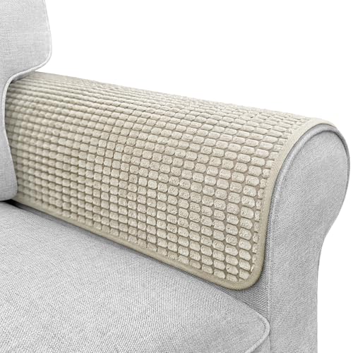 Couch Arm Covers, Sofa Arm Covers, Waterproof Armrest Cover for Sofa, Armchair, Loveseat, Headrest Cover, Non-Slip Recliner Arm Cover, Arm Chair Covers Set of 2 (Taupe, 19"×19") - color: Taupe, size: 19" x 19" - 2 pcs