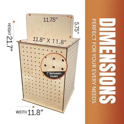 TORCHED DISPLAYS Rotating Display Stand | 22.5 x 16.76-inch | Rotating Organizer Wood Pegboard | Pegboard Display Stand for Craft Shows, Vendor Events, Jewelry, Accessories | Natural - style: Natural