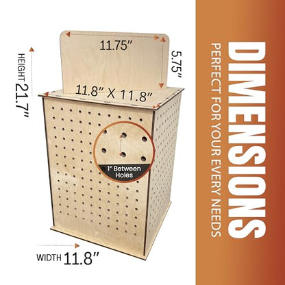 TORCHED DISPLAYS Rotating Display Stand | 22.5 x 16.76-inch | Rotating Organizer Wood Pegboard | Pegboard Display Stand for Craft Shows, Vendor Events, Jewelry, Accessories | Natural - style: Natural