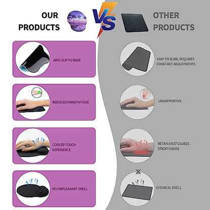 eulps Mouse Pad with Wrist Rest, Comfortable Computer Mousepad with Gel Wrist Support Smooth Surface and Non-Slip PU Base for Pain Relief, Laptop, Office & Home (Mauve Twilight) - color: 04Mauve Twilight