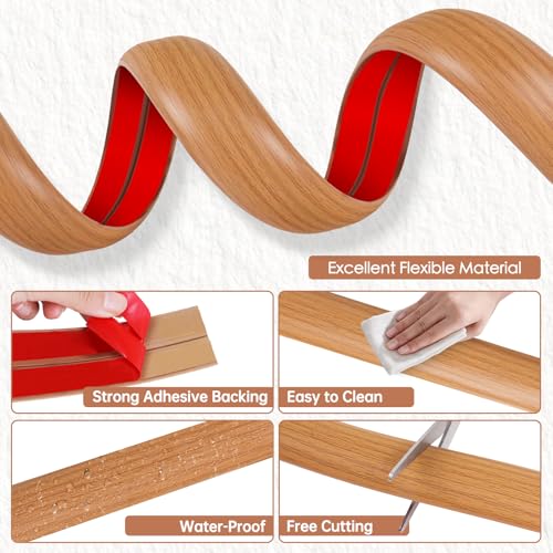 Floor Cord Cover for Wires on Floor Self Adhesive Cord Hider Floor Cable Management Wire Covers for Cords Protector Prevent Cable Trips Cord Cavity W 0.32" x H 0.32", Brown Wood, 3.3Ft - color: Brown Wood, size: 0.78 In x 3.3 Ft