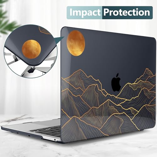 DONGKE Compatible with MacBook Pro 13 inch Case 2024 2023-2020 Release A2338 M2/M1 A2251 A2289 with Retina Display & Touch ID, Plastic Hard Shell & Keyboard Cover & Screen Film - Abstract Mountain - color: Abstract Mountain X692