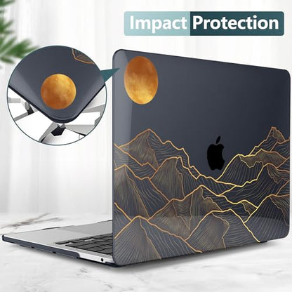 DONGKE Compatible with MacBook Pro 13 inch Case 2024 2023-2020 Release A2338 M2/M1 A2251 A2289 with Retina Display & Touch ID, Plastic Hard Shell & Keyboard Cover & Screen Film - Abstract Mountain - color: Abstract Mountain X692
